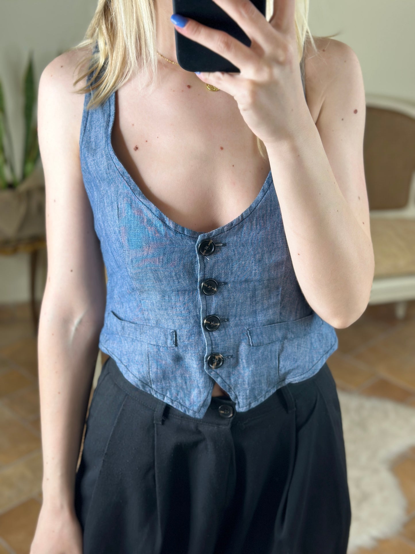 Cristina Gavioli gilet effetto denim