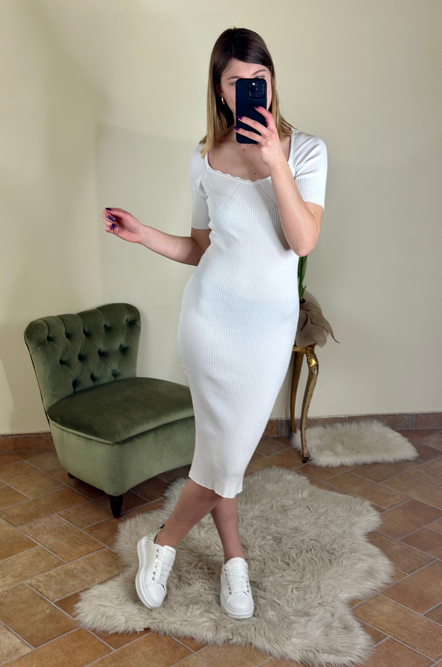 Maryley abito lungo a costina (disponibile nero e bianco)