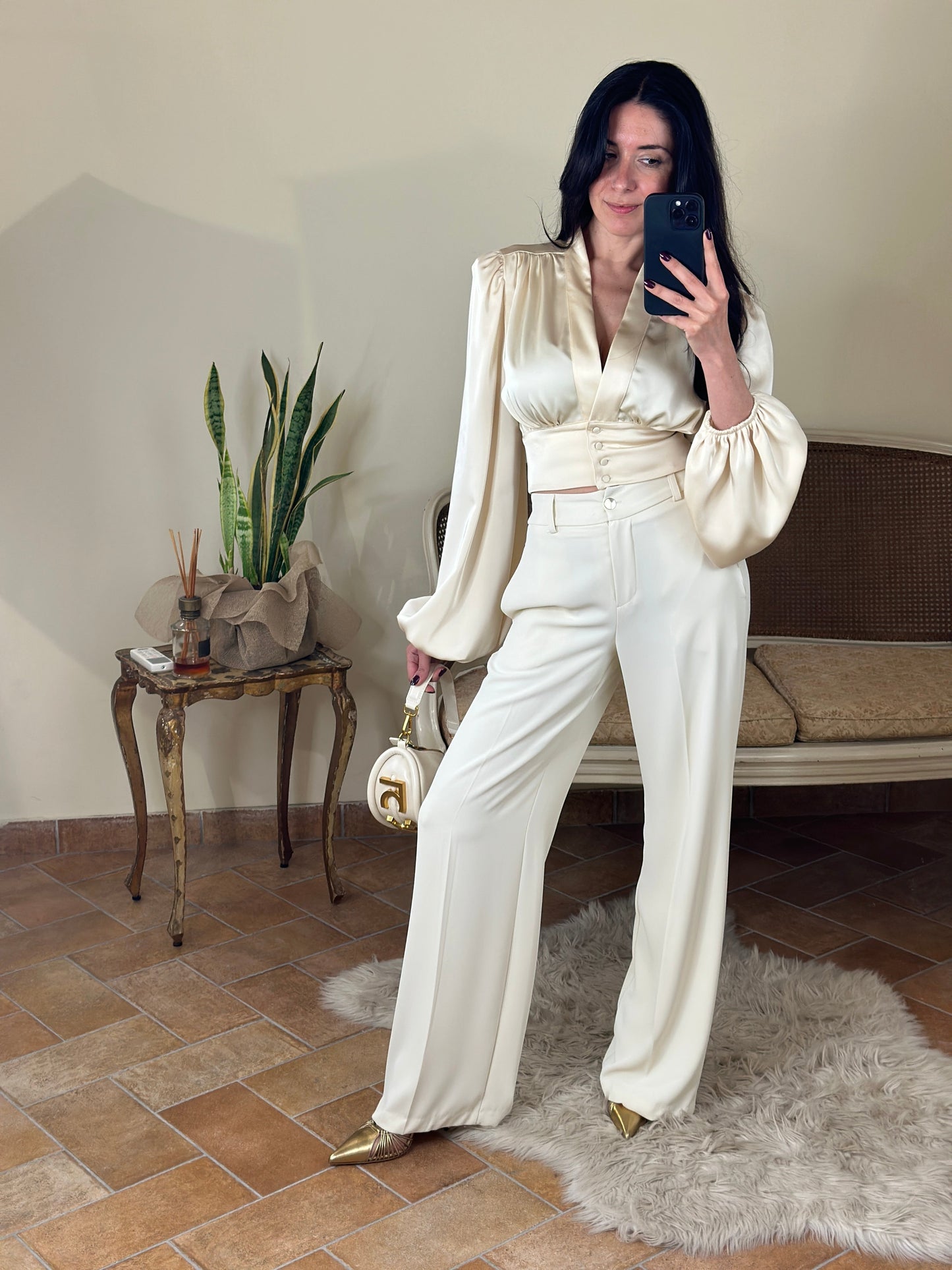 Silence Limited camicia crop crema