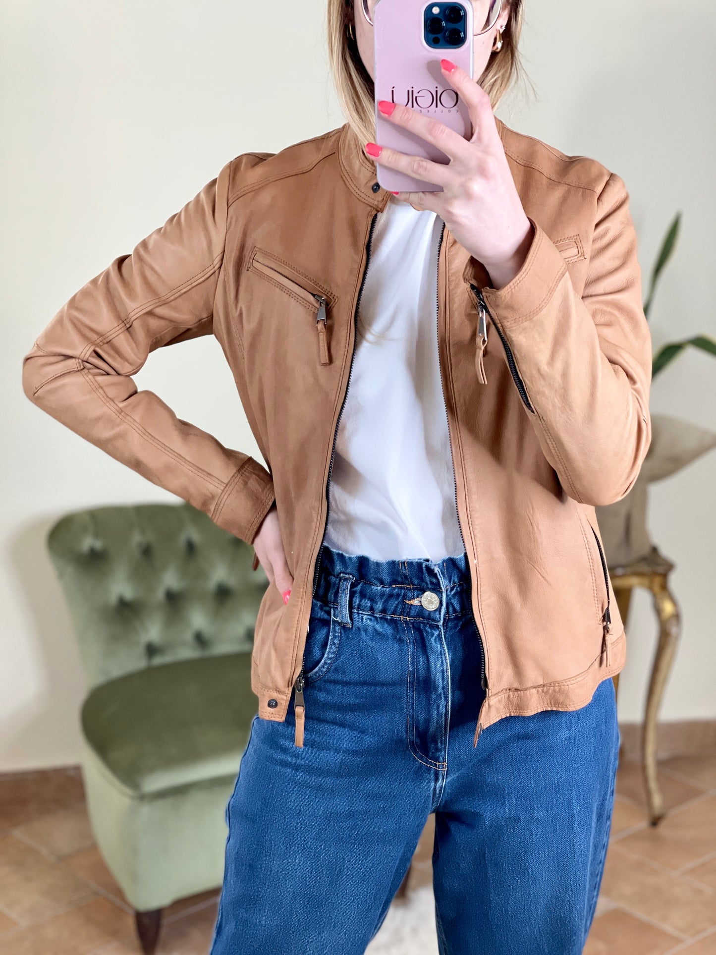 Giubbino pelle cognac