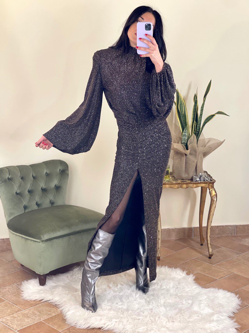 Silence Limited abito lungo strass