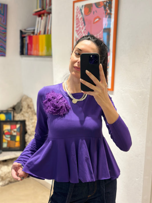 D'Elle maglia con spilla viola