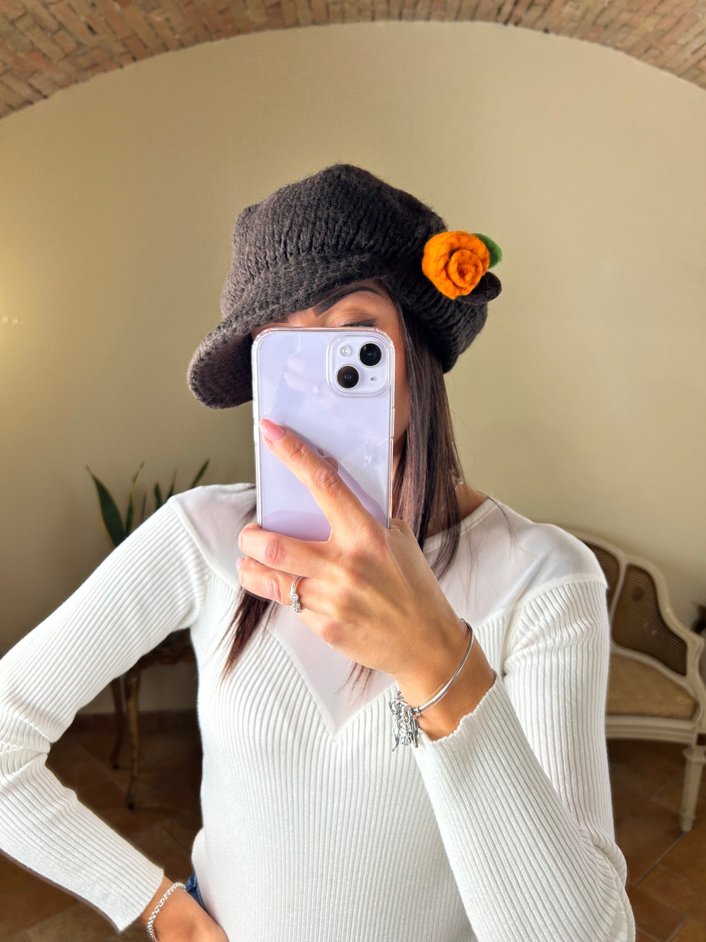 Zippo - cappello in lana con fiore applicato