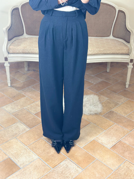 Eleh pantalone a palazzo nero con pence