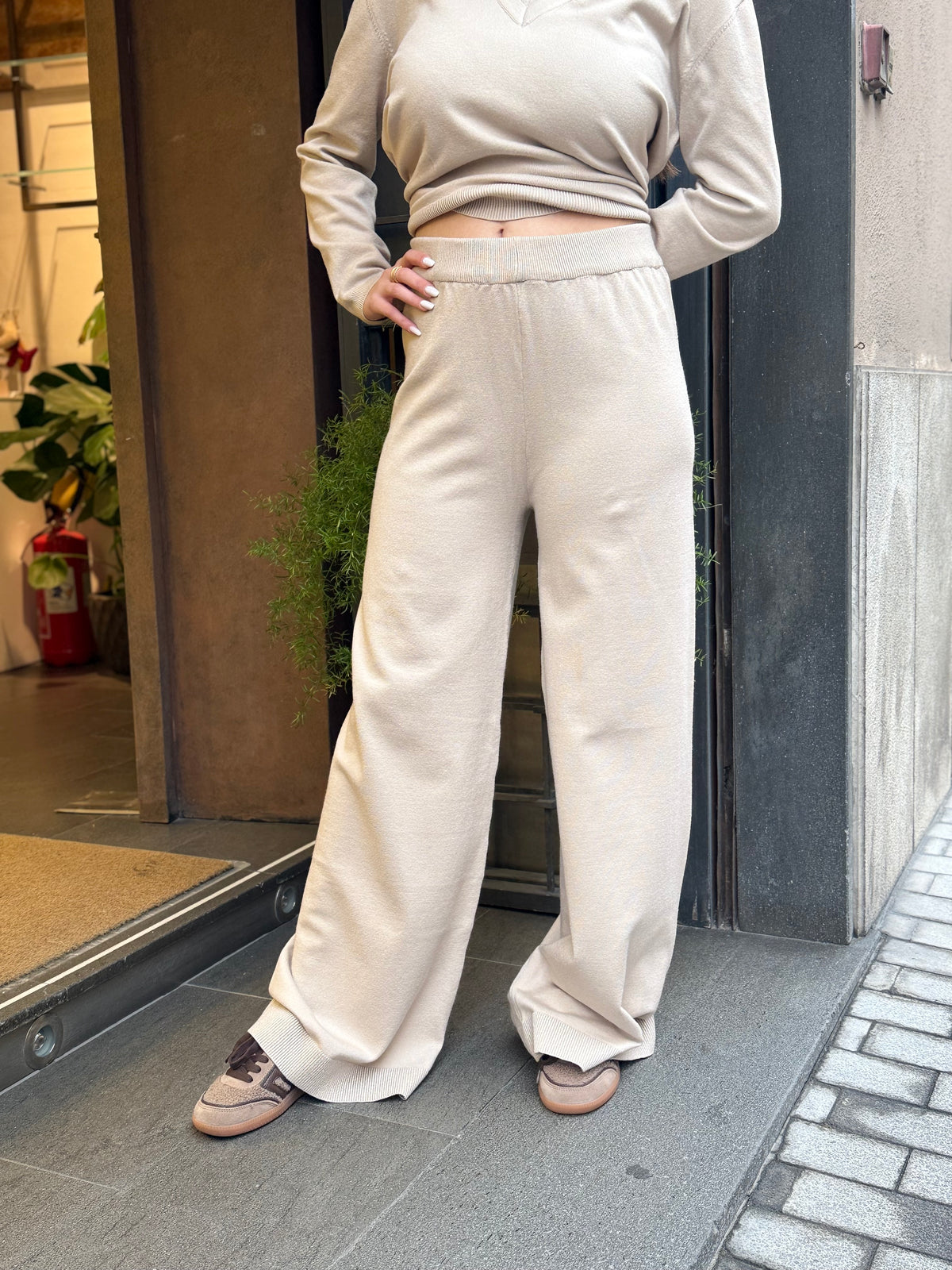 Anonyme Pantalone VISCOSE LUREX KNITWEAR beige