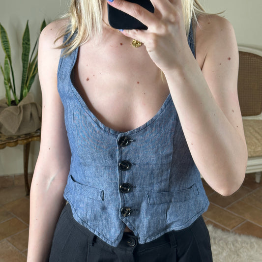 Cristina Gavioli gilet effetto denim