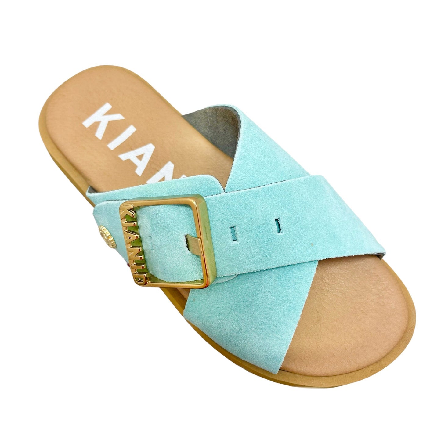 Kianid ciabatta incrocio Gallipoli suede verde acqua