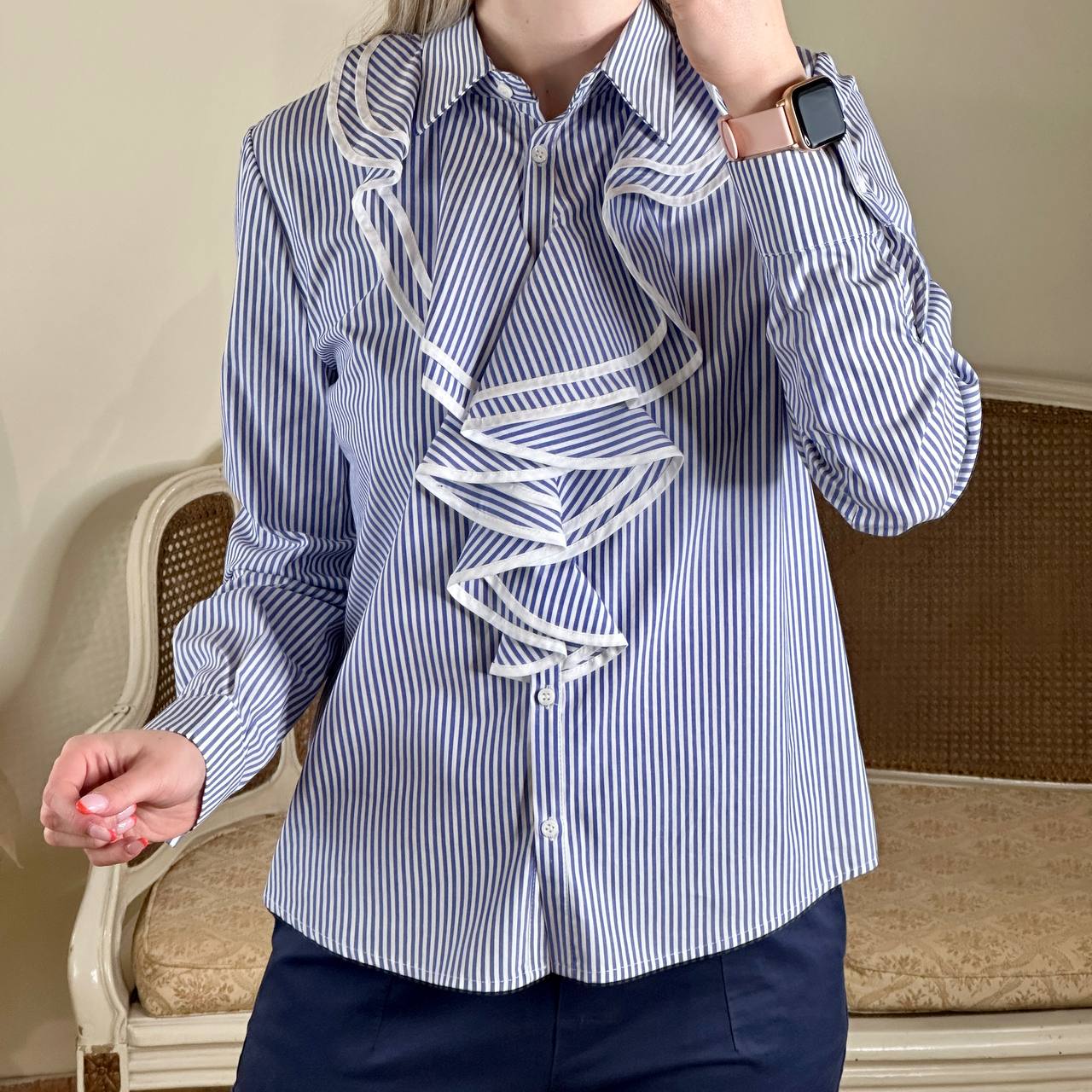 Tensione In camicia a righe con rouches